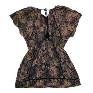 Cleobella Snake Print Plunge Neck Mini Dress